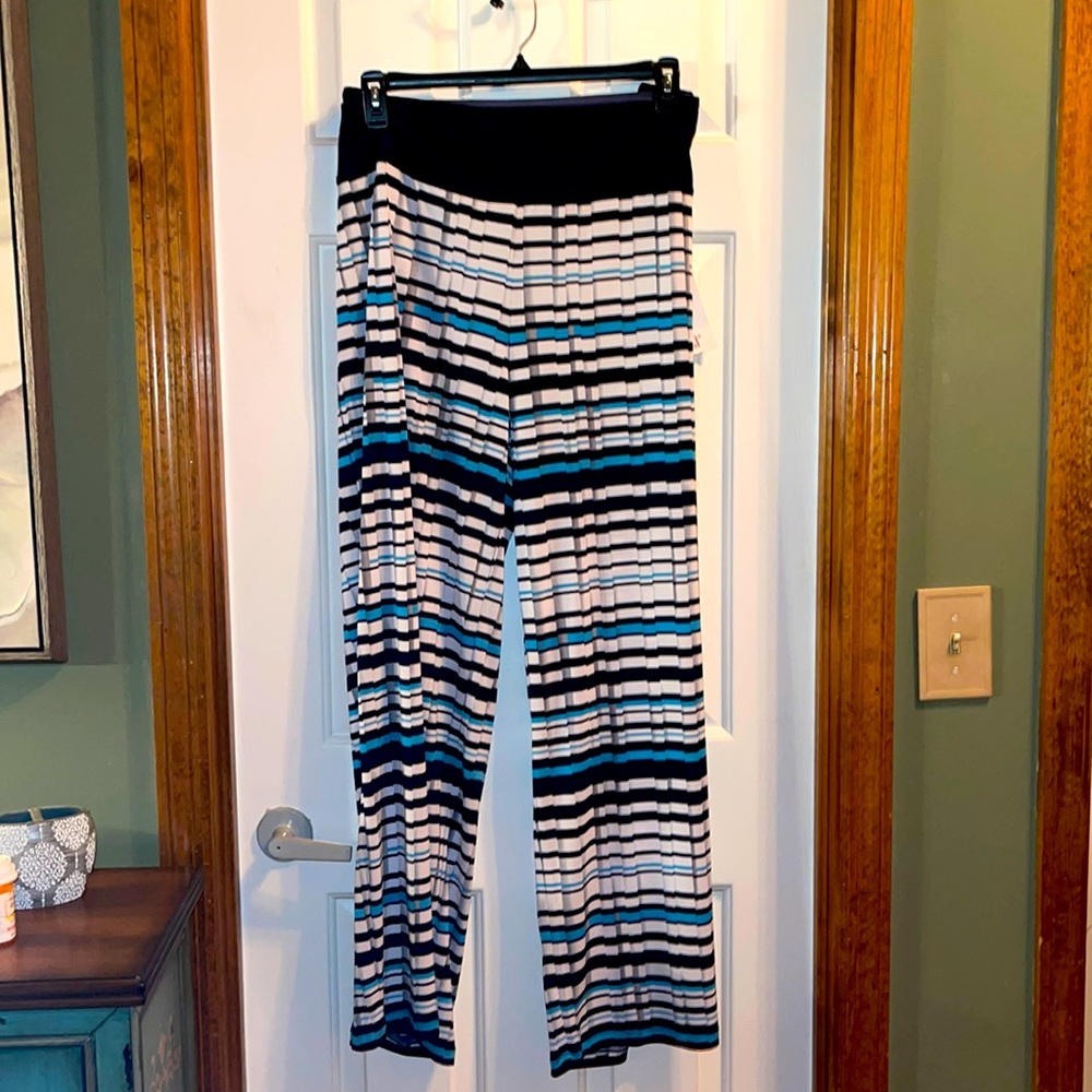 Women with Control Striped, Pleated Wide Leg Pants